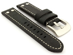 Leather Watch Band Marina with Rivets fits Panerai Matte Black 24mm