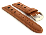 Racing Style Leather Watch Band Monte Carlo Brown 22mm