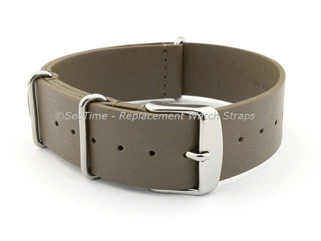 Leather NATO Watch Strap Band (3 rings) Coyote Brown 24mm