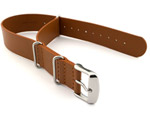 Leather NATO Watch Strap Band (3 rings) Brown(Tan) 18mm