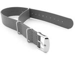 Leather NATO Watch Strap Band (3 rings) Grey 24mm