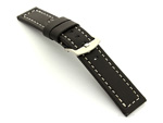 Leather Watch Band Panor Black 22mm