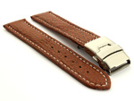 Genuine Shark Skin Watch Band with Deployment Clasp Brown 20mm