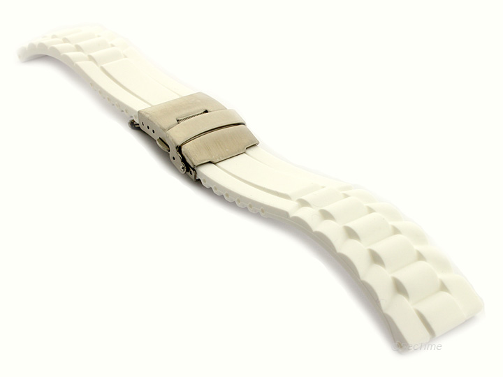 Silicone Watch Band with Deployment Clasp White GM 01