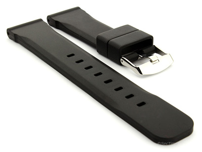 Silicone Watch Band SN Waterproof Black 24mm