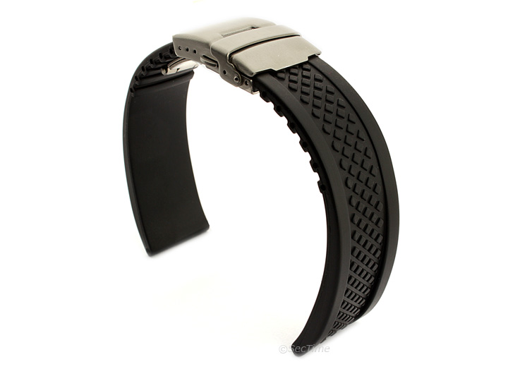 Silicone Watch Band with Deployment Clasp Black Tyre Winter 02