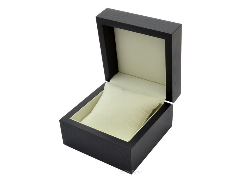 Classic Wooden Watch Box for 1 Wristwatch with Velour Cushion Black 02
