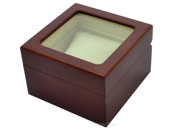 Classic Wooden Watch Box for 1 Wristwatch with Glass Lid Brown 01