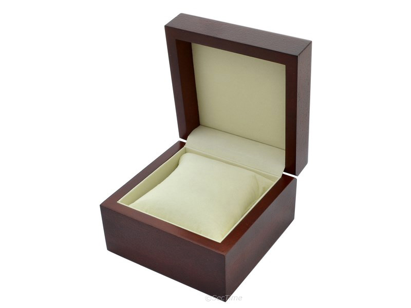 Classic Wooden Watch Box for 1 Wristwatch with Velour Cushion Brown 02