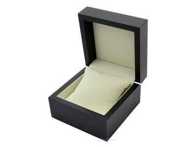 Classic Wooden Watch Box for 1 Wristwatch with Veluor Cushion - Black