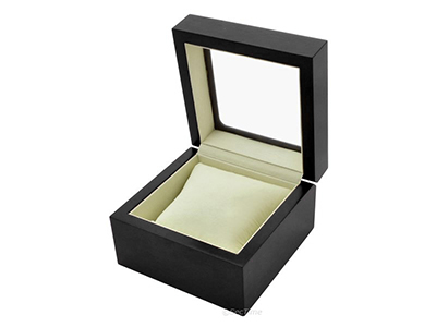 Classic Wooden Watch Box for 1 Wristwatch with Glass Lid Black