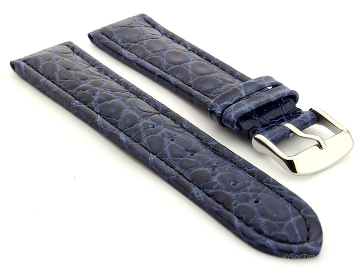 Leather Watch Strap in African Pattern Blue 01