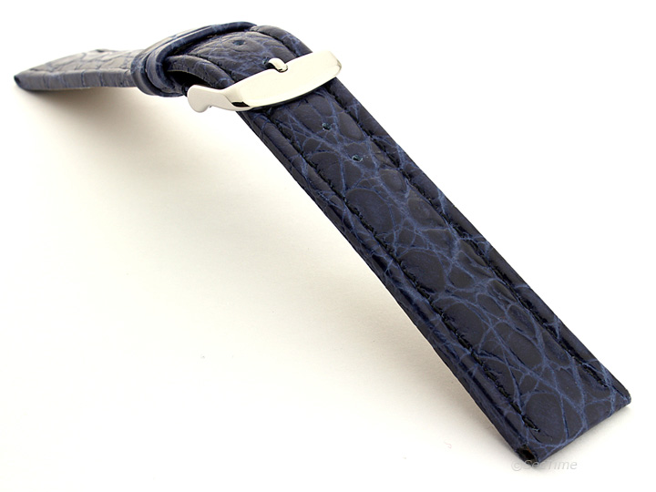 Leather Watch Strap in African Pattern Blue 02