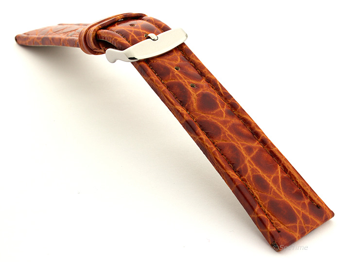 Leather Watch Strap in African Pattern Brown 02