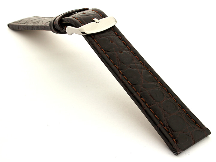 Leather Watch Strap in African Pattern Dark Brown 02