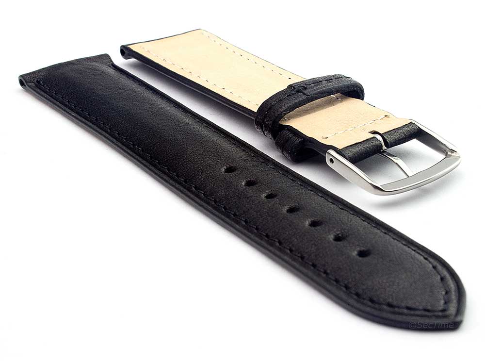 Genuine Leather Watch Strap Band Vegetable Tanned Alan Black 02