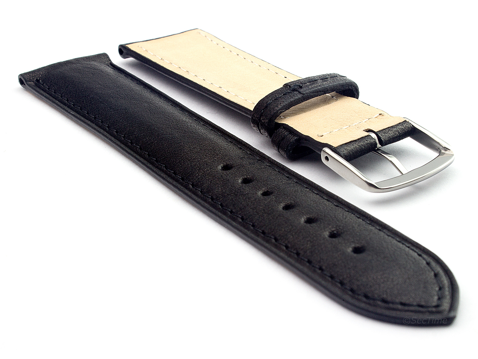 Genuine Leather Watch Strap Band Vegetable Tanned Alan Black 02