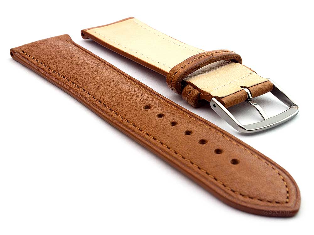 Genuine Leather Watch Strap Band Vegetable Tanned Alan Brown (Tan) 02