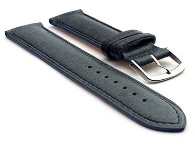 Genuine Leather Watch Strap Band Vegetable Tanned Alan Navy Blue-Grey 12mm