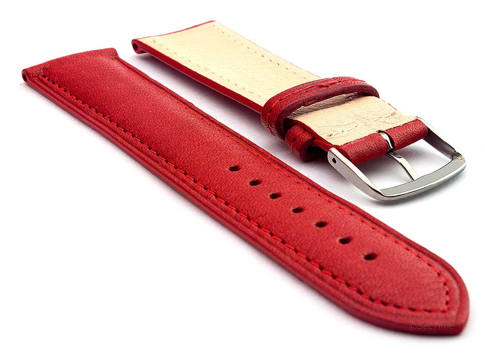 Genuine Leather Watch Strap Band Vegetable Tanned Alan Red 02
