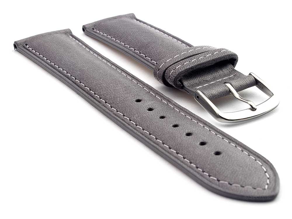 Genuine Leather Watch Strap Band Vegetable Tanned Alan Grey 01