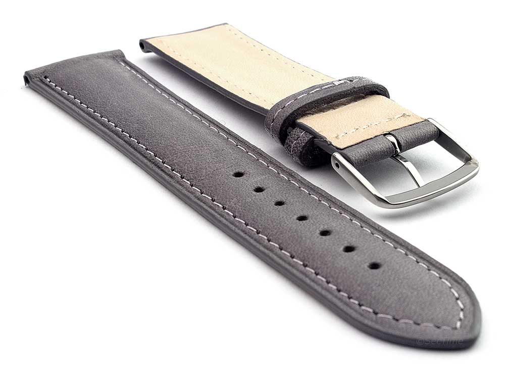 Genuine Leather Watch Strap Band Vegetable Tanned Alan Grey 02