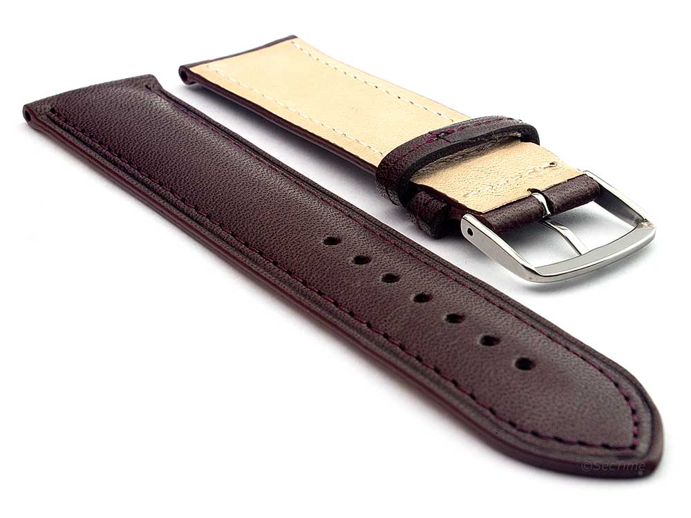 Genuine Leather Watch Strap Band Vegetable Tanned Alan Maroon 02