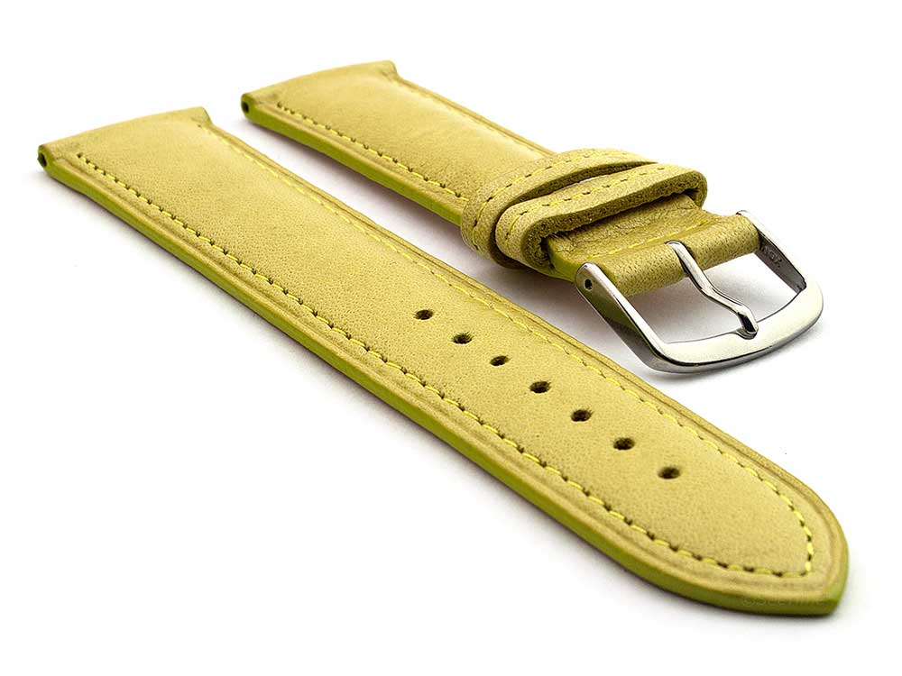 Genuine Leather Watch Strap Band Vegetable Tanned Alan Yellow 01