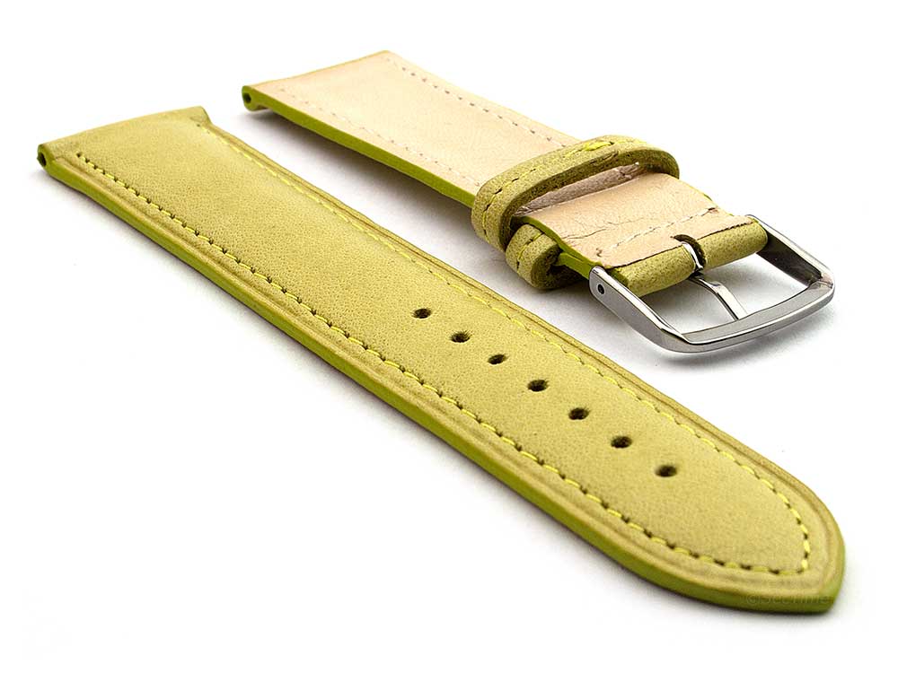 Genuine Leather Watch Strap Band Vegetable Tanned Alan Yellow 02