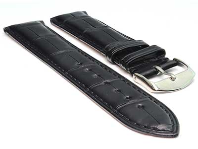 Genuine Alligator Leather Watch Strap Band Louisiana Black 22mm