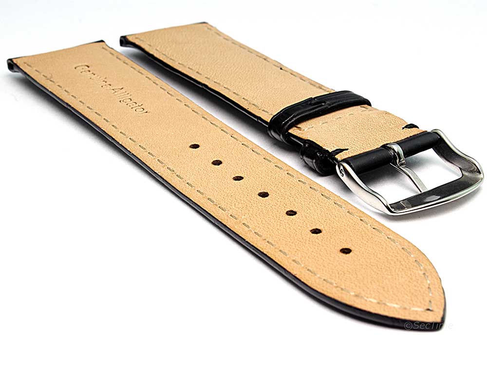 Genuine Alligator Leather Watch Strap Band Louisiana Black 02