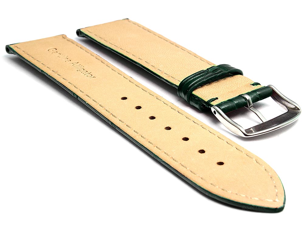 Genuine Alligator Leather Watch Strap Band Louisiana Green 02