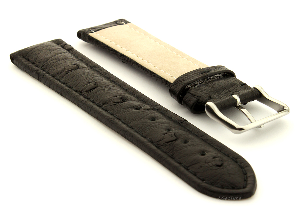 Genuine Ostrich Leather Watch Strap Amsterdam Black 02