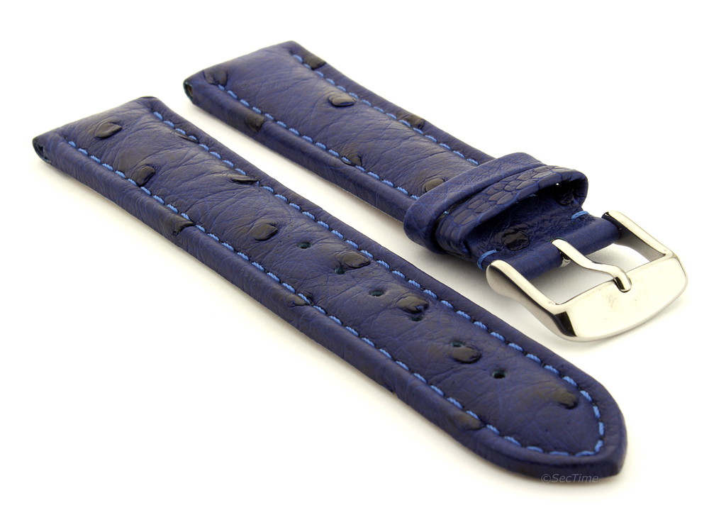 Genuine Ostrich Leather Watch Strap Amsterdam Blue 01