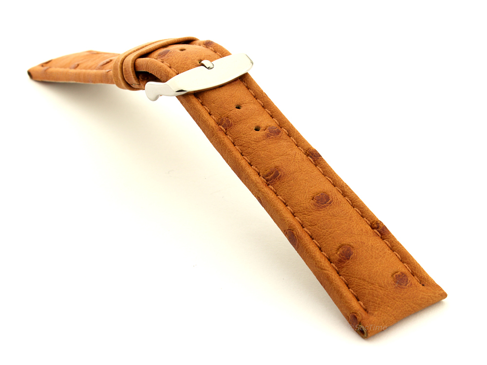 Genuine Ostrich Leather Watch Strap Amsterdam Brown 03