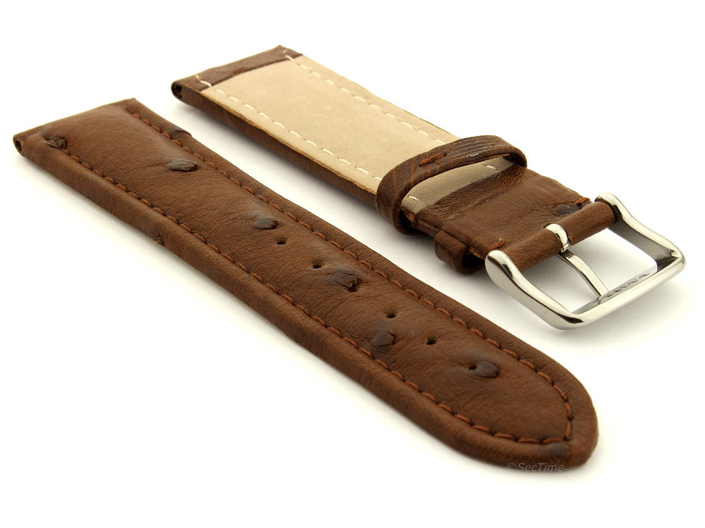 Genuine Ostrich Leather Watch Strap Amsterdam Dark Brown 02