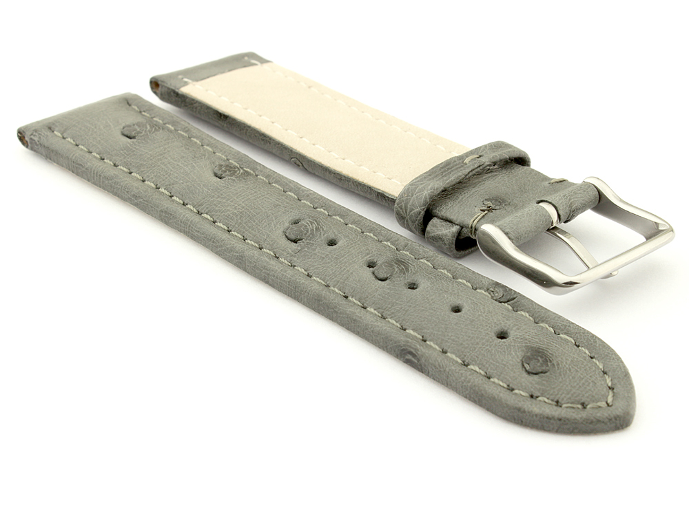 Genuine Ostrich Leather Watch Strap Amsterdam Grey 02