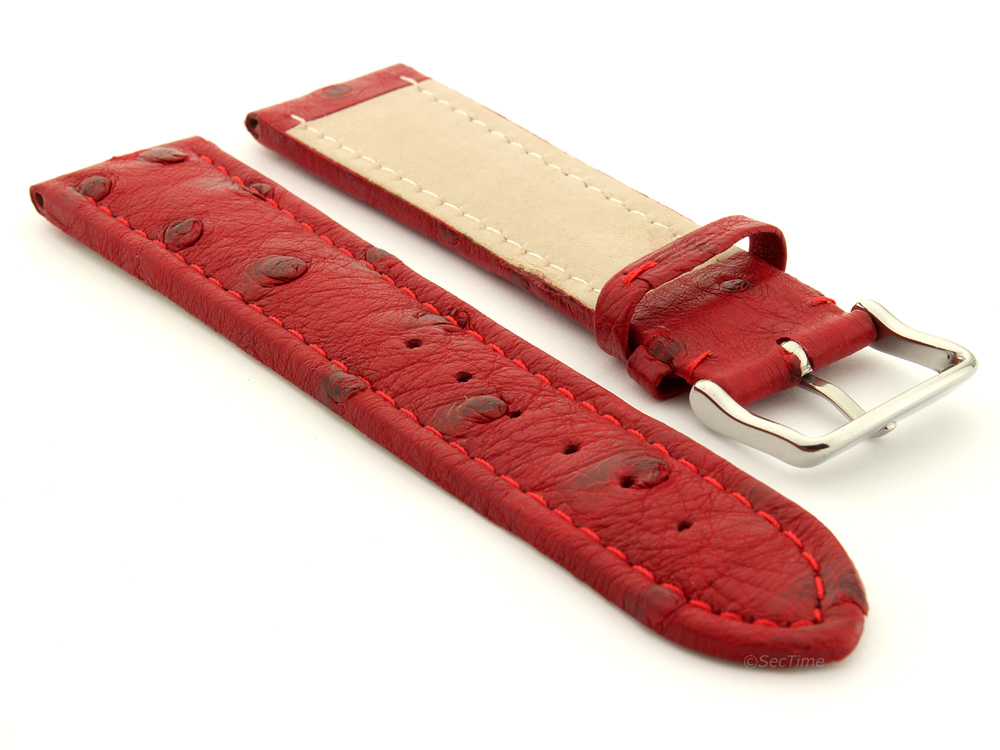 Genuine Ostrich Leather Watch Strap Amsterdam Red 02