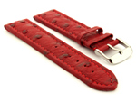 Genuine Ostrich Leather Watch Strap Amsterdam Red 22mm