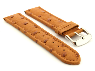 Genuine Ostrich Leather Watch Strap Amsterdam Brown 24mm