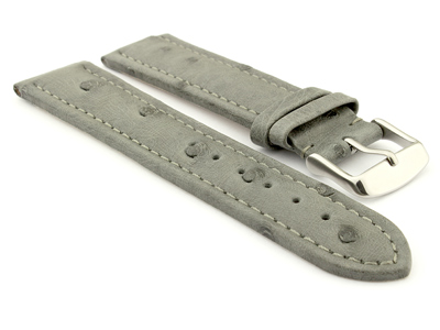 Genuine Ostrich Leather Watch Strap Amsterdam Grey 18mm