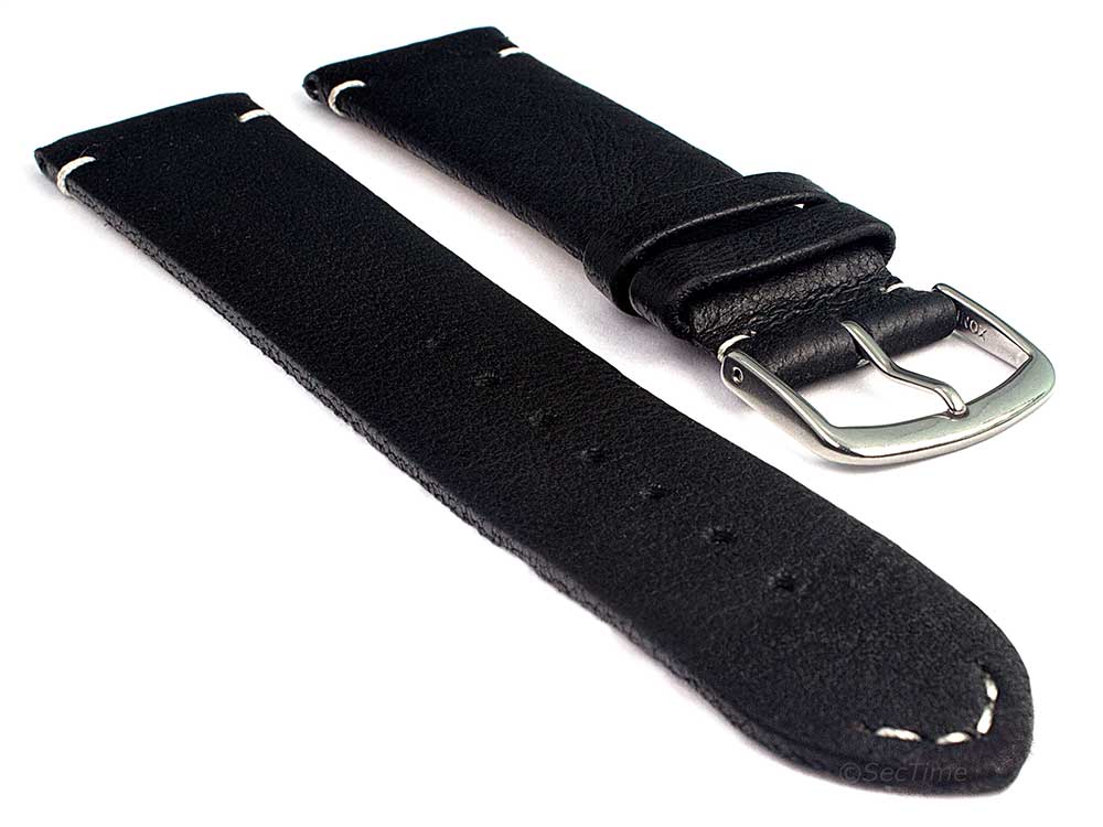 Genuine Leather Watch Strap Band Art Black/White 01