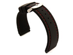 Notched Corners Silicone Watch Strap Waterproof Astro Black / Red 24mm