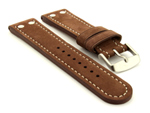 Riveted Suede Leather Watch Strap in Aviator Style Cocoa 24mm