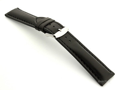 Leather Watch Strap fits Breitling Black / Black 20mm