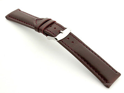 Leather Watch Strap fits Breitling Burgundy / Burgundy 18mm