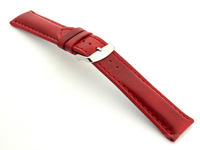 Leather Watch Strap fits Breitling Red / Red 18mm