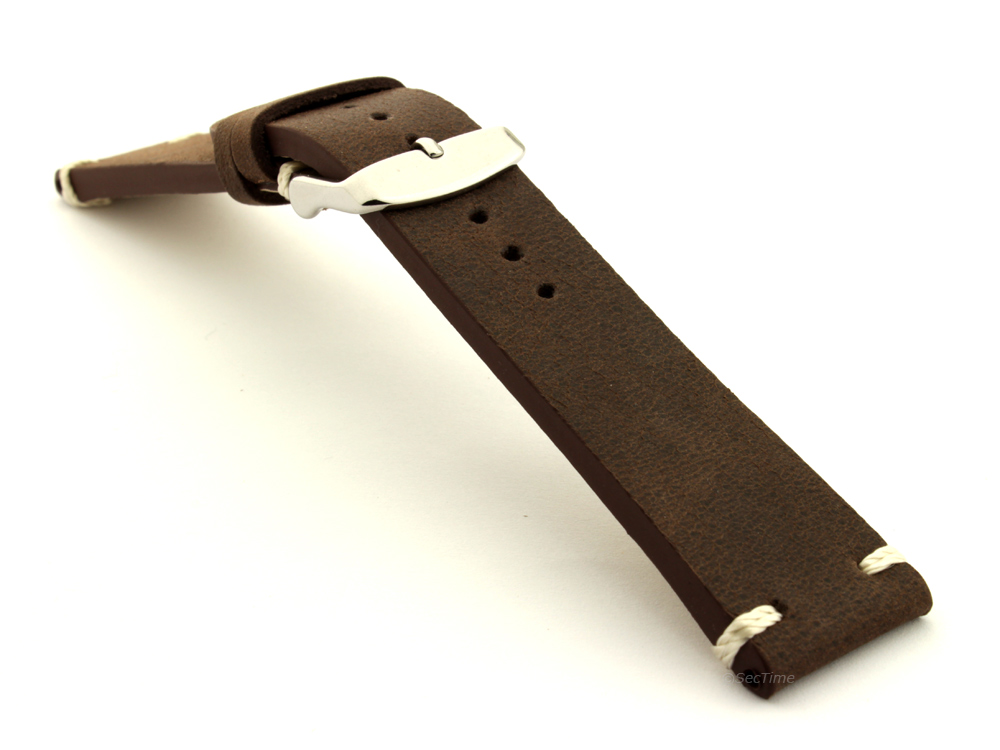 Extra Long Genuine Leather Vintage Style Watch Strap Blacksmith Dark Brown 03