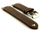 Extra long Leather Vintage Style Watch Strap Blacksmith Dark Brown 20mm