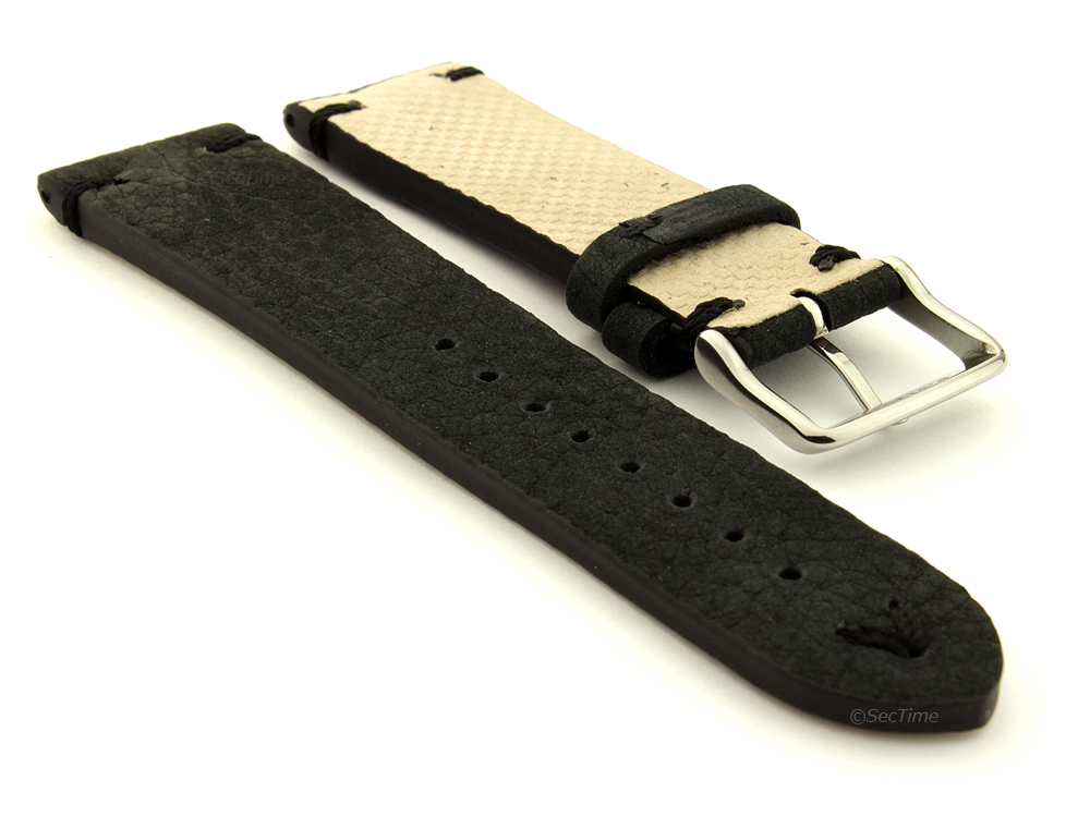 Suede Leather Retro Style Watch Strap Blacksmith Plus Black 02